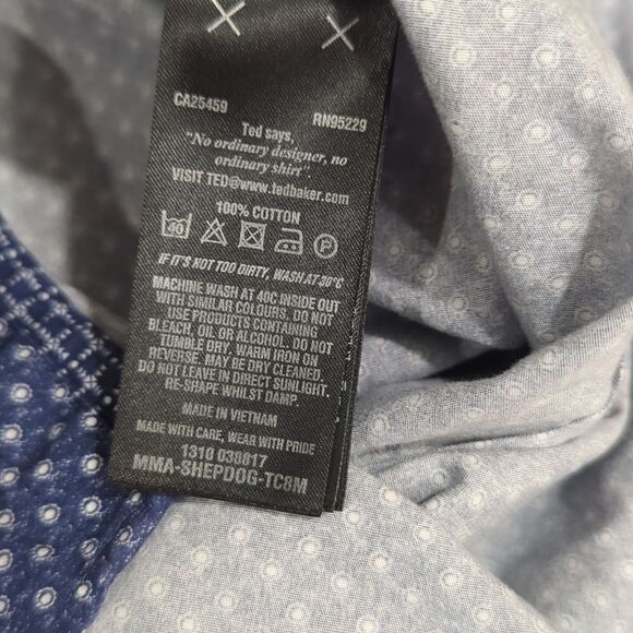 Ted Baker London Men's Button Down Shirt Blue Size 2 100% Cotton - Picture 7 of 9